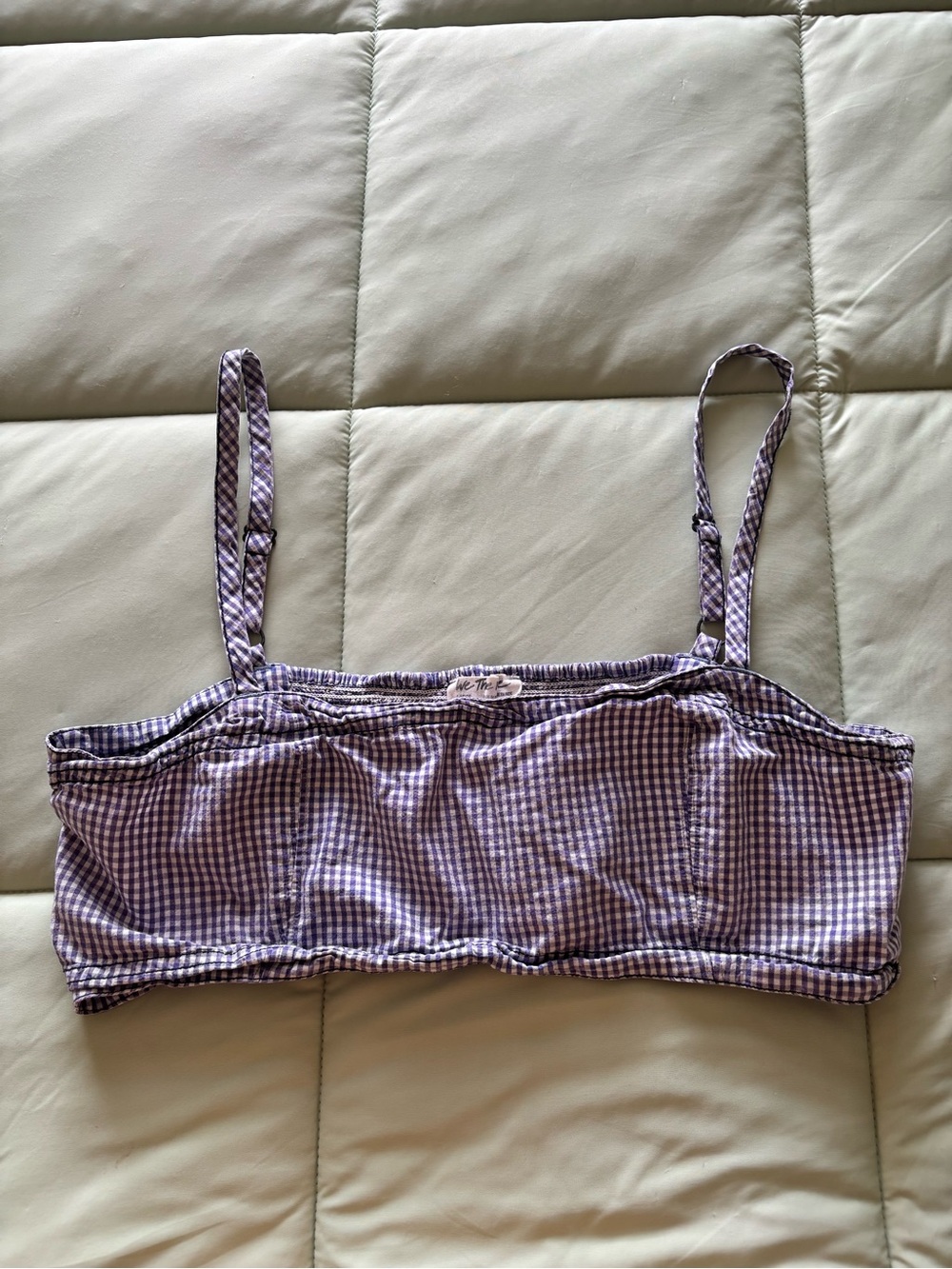 Free People Purple Gingham Adjustable Strap Crop Top